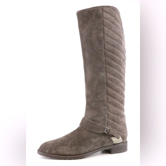 Stuart Weitzman Raceway 53497 Suede Quilted Shaft Riding Boots in Brown size 10 - Picture 1 of 15